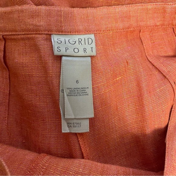 Sigrid Olsen Sport Womens Linen Cropped Pants Floral Embroidered Size 6 Fairy - Picture 8 of 13